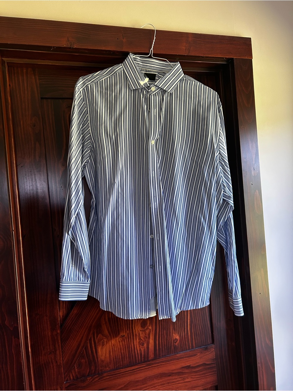 Classic Men's Blue Stripe Button-Up Shirt
